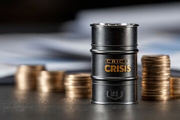 Poster - Front-view of detailed miniature oil barrel clearly labeled 