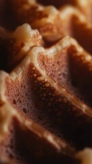 Poster - A close-up photo of a crispy waffle on a plate, perfect for food blogs or social media posts