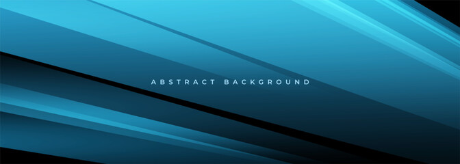 Poster - Blue modern abstract wide banner with geometric shapes. Dark blue abstract background. Vector illustration