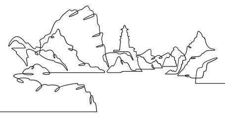 Poster - Continuous one line drawing lighthouse on a rocky cliff. Lighthouse on the seashore.One continuous line isolated minimal illustration.Not AI.