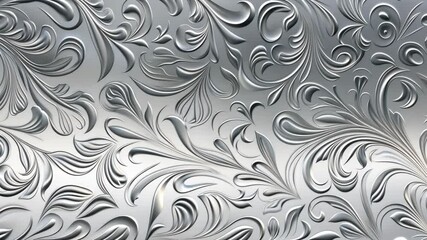 Poster - Explore a detailed silver floral pattern featuring elegant swirls, perfect for inspiring creativity in design and artistic projects