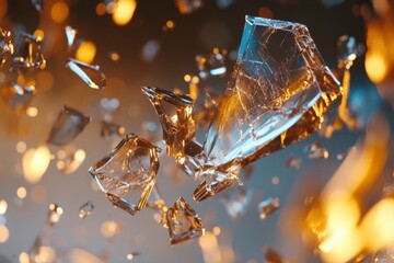 Poster - Abstract shattered glass overlay creates dynamic visual effect with fiery background, Title: 