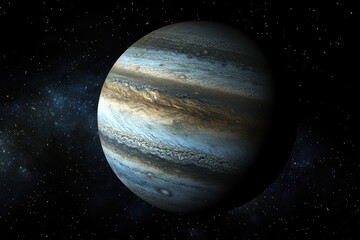 Poster - Gigantic planet floating in the vast blackness of outer space with swirling clouds and distant stars, looks like a big planet, like in outer space