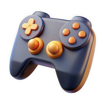 3d rendered gaming controller illustration featuring orange and blue buttons isolated on transparent background