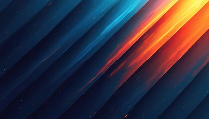 Poster - Abstract geometric illustration with diagonal lines in blue and orange tones. Dynamic energy movement, gradients, stylish contrast. Modern digital design, background element for presentation.