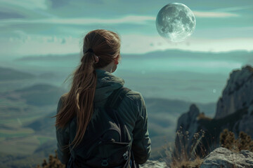 Poster - Person exploring another world ai generative