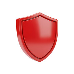 Poster - Red 3D Shield Icon Graphic Element isolated on a transparent background 3D icon