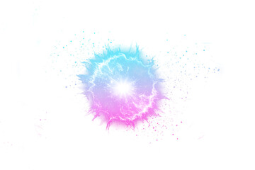 Mystical Energy Orb A Blast of Plasma and Light in blue and purple colors on transparent background