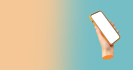 Poster - smartphone with a blank screen, ideal for showcasing apps, online shopping, or digital marketing