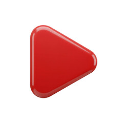 Poster - Red Glossy Play Button 3D Icon isolated on a transparent background image