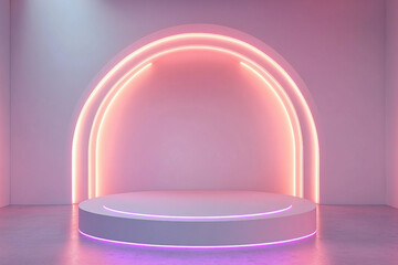 Poster - 3D colorful bright podiums on vibrant background designed with generative AI