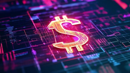 Poster - Data processing and financial diagrams with digital currency symbol on abstract background, scope scanning over diagrams and data processing