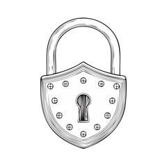 Poster - Padlock illustration on black background, security concept, safety and protection drawing