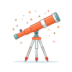 Wall Mural - cartoon telescope illustrating scientific discovery and stargazing adventures in outer space