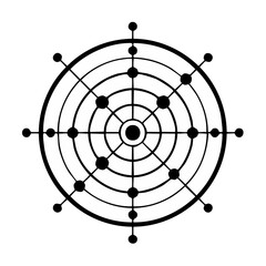 Poster - Abstract Geometric Target with Circular Rings and Intersecting Lines in Black and White