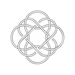 Poster - Celtic Knotwork Abstract Design with Circular Overlapping Shapes and Interwoven Bands on Black Background