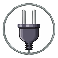 Poster - Electric plug illustration in circle frame depicting connection or power access for gadgets and devices vector art