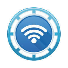 Poster - wireless internet connection blue icon signal strength transmission technology communication network