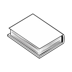 Poster - Isometric view of closed book. Symbol of literature and knowledge. Design element for logo or icons. Education or library resource in black and white.