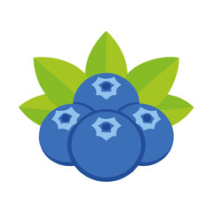 Poster - Vibrant blueberry illustration with leaves healthy berry icon for nutrition concepts and summer fruit designs on black background