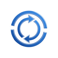 Poster - Blue Circular Arrows Symbolizing Recycling Process or Iteration on Black Background