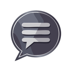 Poster - chat bubble icon with three lines representing text or a menu, isolated on black