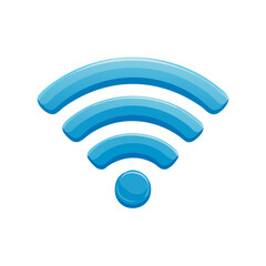 Poster - Glossy Blue Wifi Symbol on Black Background Wireless Connection and Technology Internet Communication Access Point