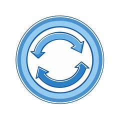 Poster - Blue Circular Arrows in a Loop Symbolizing Renewal, Recycling, Rotation, and Process Flow