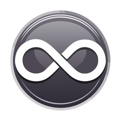 Poster - Infinity symbol inside a circle badge representing limitless potential and eternal concepts for graphic design and branding purposes
