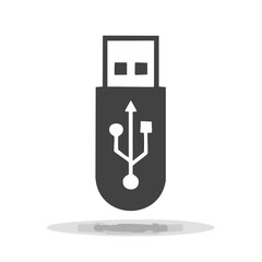 Poster - USB Flash Drive Icon on Black Background, Data Storage Device, Modern Technology Symbol