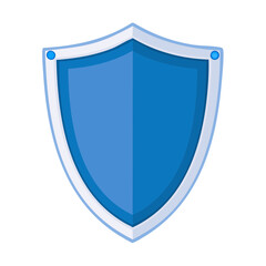 Poster - Blue shield emblem with white trim safety and security protection concept icon for design asset safe guard safety badge
