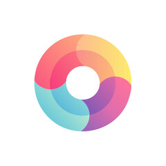 Poster - Abstract Colorful Circle Ring Graphic Symbol Design with Gradient Blend and Black Background for Modern Creative Element