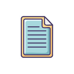 Poster - Stylized Document Sheet with Curled Corner and Content Lines Design element for interface and graphic projects