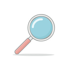 Poster - Magnifying glass illustration with pink handle on a black background for research themes