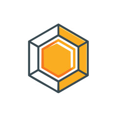 Aufkleber - Abstract Hexagon with Yellow Center and White Border on Black Background Vector Illustration