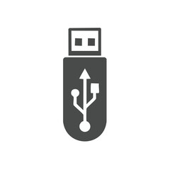Poster - Simple USB Flash Drive Icon with Black Background for Data Storage and Transfer