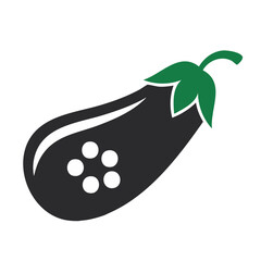 Poster - Stylized Eggplant Illustration with White Spots on Black Background a Simple Design for Food or Produce Themes