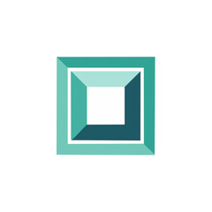 Aufkleber - Abstract Geometric Square Frame in Teal and White on Black Background
