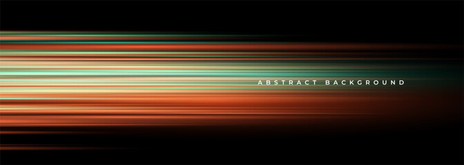 Poster - Black modern abstract background design with red and green stripes. Dark vector illustration banner with glowing high-speed and movement light effect.