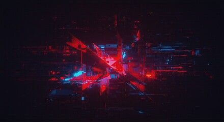 Poster - Abstract Geometric Shapes with Red and Blue Light Effects for Futuristic and Technological Backgrounds Theme