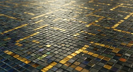 Poster - Mosaic Tile Background with Gold Accents Capturing Elegance and Luxury in Interior Design and Decorative Patterns