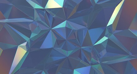 Poster - Abstract Blue Triangular Crystal Background Reflecting Light for Modern Technology or Fashion Design Backdrop