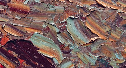 Poster - Detailed Close Up of an Impressionistic Oil Painting Showing the Textured Brushstrokes and Color Blends for Decoration