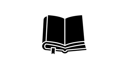 Aufkleber - A black silhouette of an open book with a bookmark on a white background in a simple style