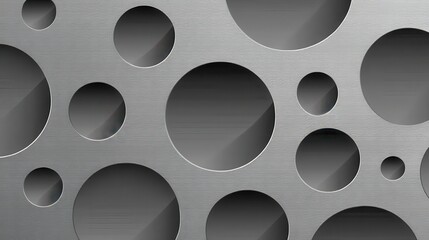 Fototapete - Perforated metallic surface with varying circular openings, presenting contemporary industrial texture for graphic design and visual backgrounds