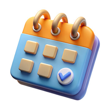 3d Calendar Reminder With Check Mark on Date	