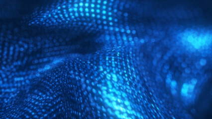 Poster - technology network background. abstract technology particles mesh background with glowing blue dots 