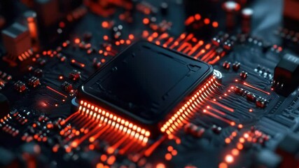 Poster - High-quality image of a computer motherboard from a close perspective.