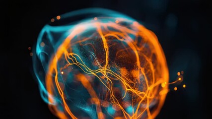 Poster - A close-up shot of a glowing ball of liquid, highlighting its iridescent colors and luminescence.