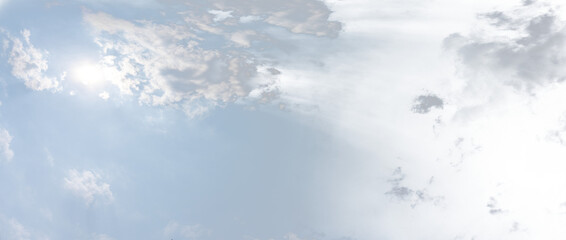 Wall Mural - Panorama of a summer sky with white clouds with a partially transparent sky
